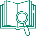 book and magnifying glass